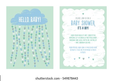 Baby Shower Invitation Template For Boy. Vector