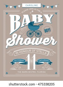 baby shower invitation template/ baby boyl vector/illustration