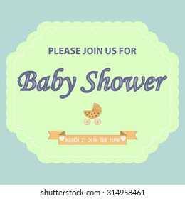 Baby shower invitation template card. Vector illustration.