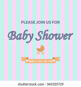 Baby shower invitation template card. Vector illustration.