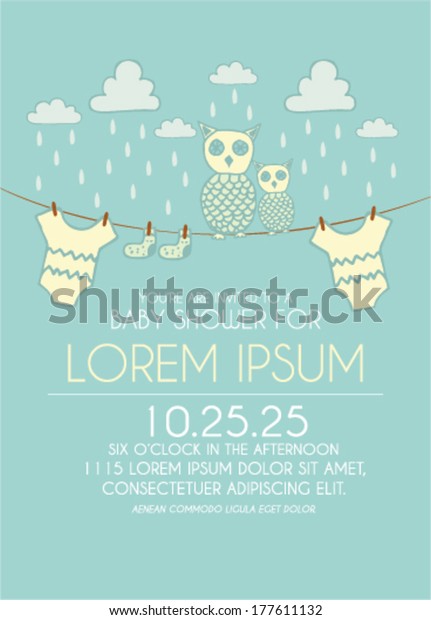 Baby Shower Invitation Template Baby Clothes Stock Vector Royalty Free 177611132