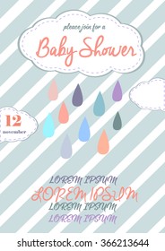 Baby Shower invitation template with clouds.  Vector/illustration