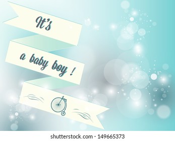 Baby shower invitation template cute vector card - baby boy