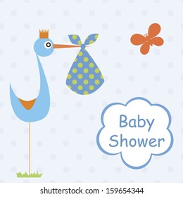 baby shower invitation template Cute vector card - baby arrival Unique Greeting card 