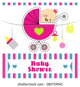 baby shower invitation template Cute vector card - baby arrival 