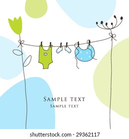 Baby shower invitation template - cute drawing
Baby Boy arrival announcement card