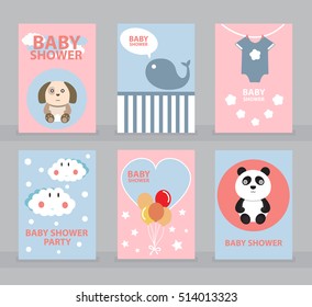 baby shower invitation template, greeting card, happy birthday card vector illustration