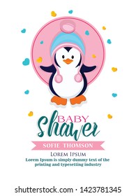 Baby Shower Invitation Template with hand lettering, 