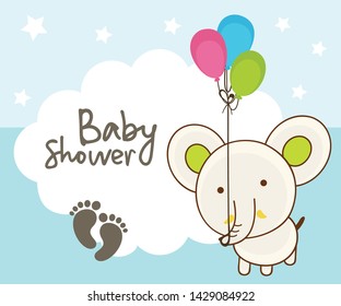 Baby Shower Invitation Template with hand lettering text 