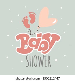 Baby Shower Invitation Template with hand lettering. - Vector