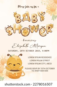 baby shower invitation template with honey bee