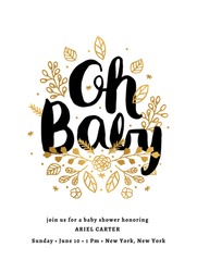 Baby Shower Invitation Template. Baby Shower Invitation Layout. Floral Baby Shower Card