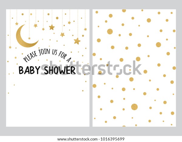 Baby Shower Invitation Template Sparkle Golden Stock Vector Royalty