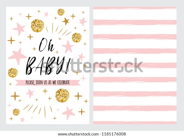 pink and gold baby shower invitations free