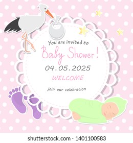 Baby Shower Invitation Template. Vector