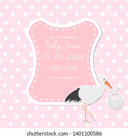Baby Shower Invitation Template. Vector