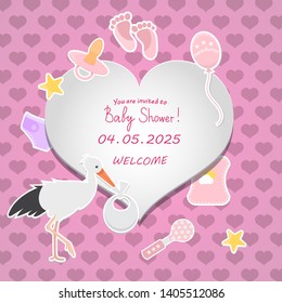Baby Shower Invitation Template. Vector