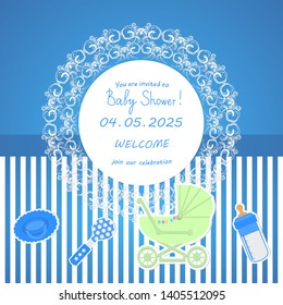 Baby Shower Invitation Template. Vector