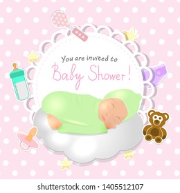 Baby Shower Invitation Template. Vector