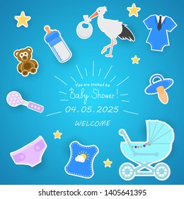 Baby Shower Invitation Template. Vector