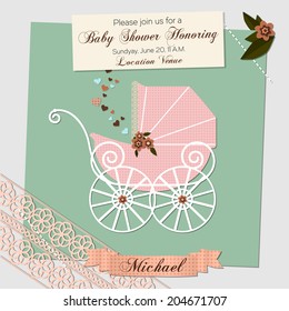 Baby shower invitation template vector illustration