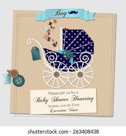 Baby shower invitation template vector illustration