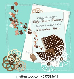 Baby shower invitation template vector illustration