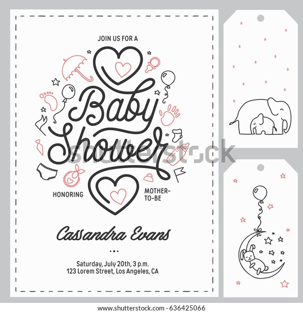 baby shower invitation templates set floral stock vector shower invitation templates