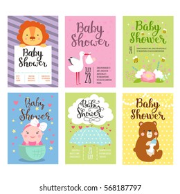 Baby shower invitation vector card.