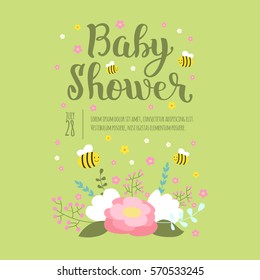 Baby shower invitation vector card.