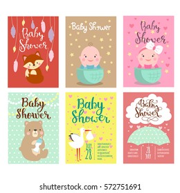 Baby shower invitation vector card.