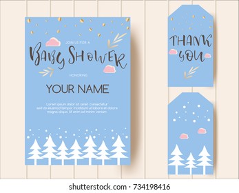 Baby shower invitation, baby shower vector, invitation template, vector illustration