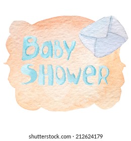 Baby Shower Invitation watercolor hand drawn. Vector eps10