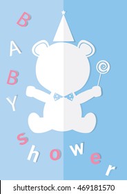 baby shower invitations cards,poster,greeting,template,bear,Vector illustrations