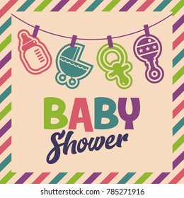 Baby Shower Invite Greeting card with baby icons