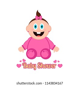 Baby shower label with a baby