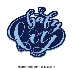 Baby shower label - Baby Boy - beautiful hand drawn lettering postcard template banner