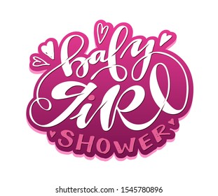 Baby shower label - Baby Girl - Baby Boy - beautiful hand drawn lettering postcard template banner