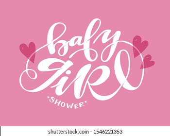 Baby shower label - Baby Girl - Baby Boy - beautiful hand drawn lettering postcard template banner