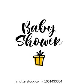 Baby Shower. Lettering for babies clothes and nursery decorations (bags, posters, invitations, cards, pillows). Brush calligraphy isolated on white background. Overlay for photo album. 
