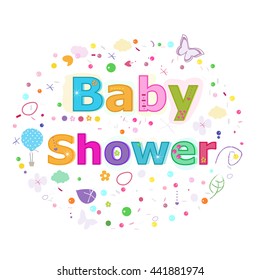 Baby Shower Lettering Text Colorful Poster Stock Vector (Royalty Free ...