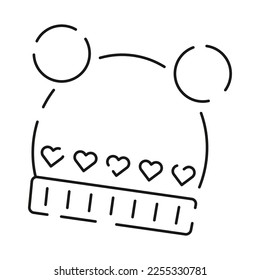 Baby shower line icon set. Included the icons as baby, child, balloon, gift, decoration, toys and party. Baby hat
