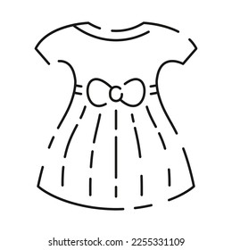 Baby shower line icon set. Included the icons as baby, child, balloon, gift, decoration, toys and party. Baby dress 