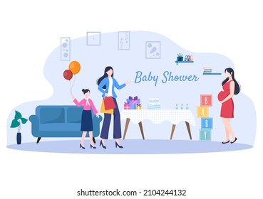 Baby Shower Little Boy or Girl with Cute Design Toys and Accessories Newborn Babies Background Illustration for Invitation and Greeting Cards