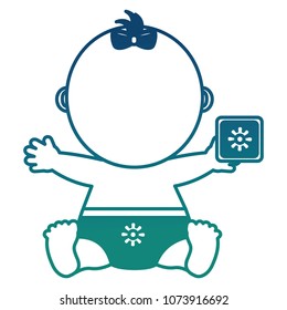 baby shower little girl sitting holding cube