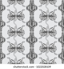 Baby shower, menu, flyer, banner template, mandala background, Indian design. Vector wedding invitation, thank you card, save the date, baby shower cards on gray, black and white colors.