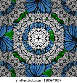 Baby shower, menu, flyer, banner template, mandala background, Indian design. Vector wedding invitation, thank you card, save the date, baby shower cards on white, black and blue colors.