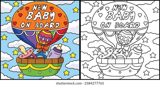 Baby Shower New Baby on Board Illustration