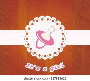 Baby shower on a wooden background/Vector illustration