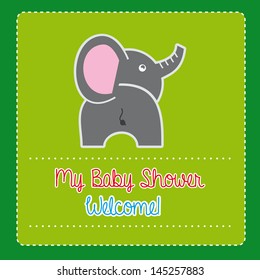 baby shower over green background vector illustration